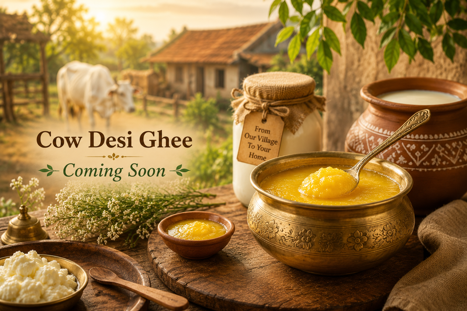 Golden desi ghee — Cow Desi Ghee, coming soon from Pure Village Hub